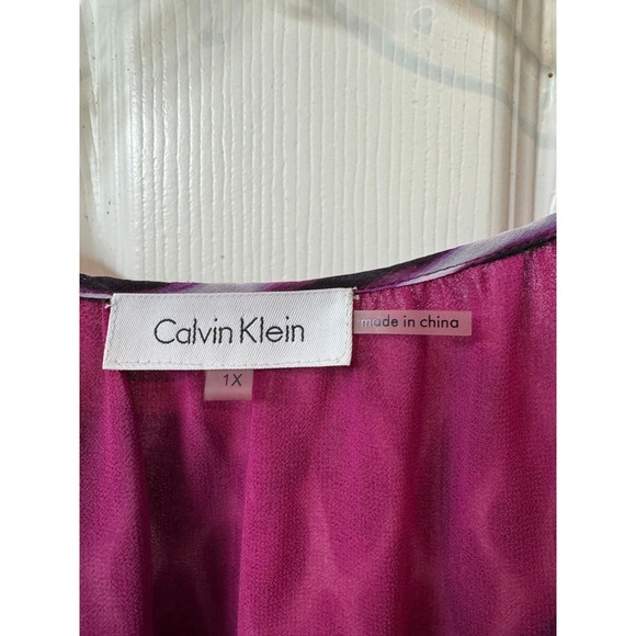 Calvin Klein plus‎ size tunic blouse size 1X purple white black - Picture 2 of 3